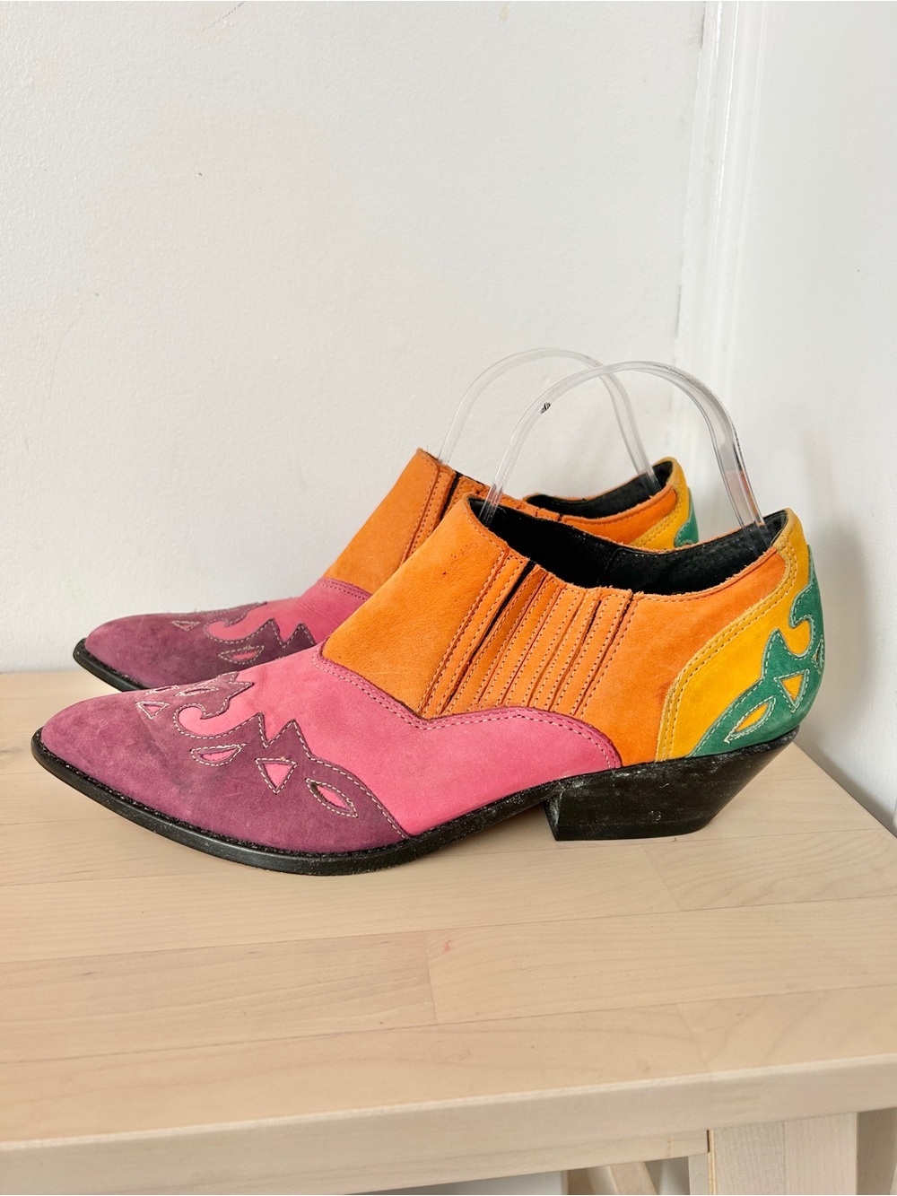 CIRCLE S Western Ankle Booties Size 10 Colourful Rainbow Pride Statement Cowgirl